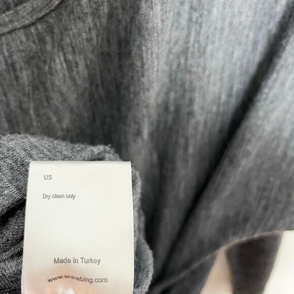 Anine Bing Womens Wool Blend Long Sleeve Mini Dress M Gray Belted Tie Waist - Picture 10 of 10